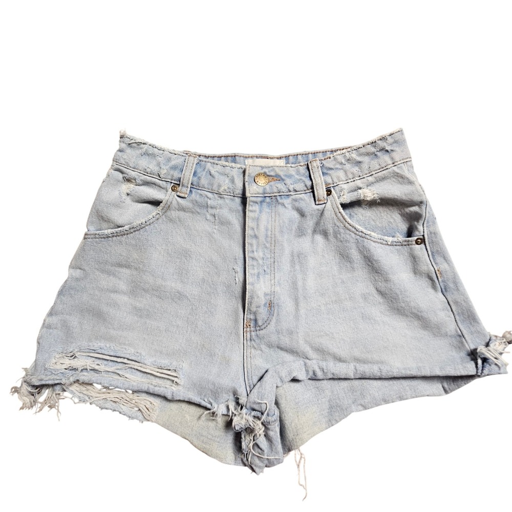 Rolla's Dusters High Rise Slim Denim Cut Off‎ Shorts Light Wash Distressed 28